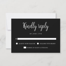 Elegant Hand Lettering Black White Bröllop OSA Kort