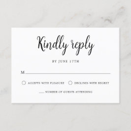 Elegant Hand Lettering Black White Bröllop OSA Kort