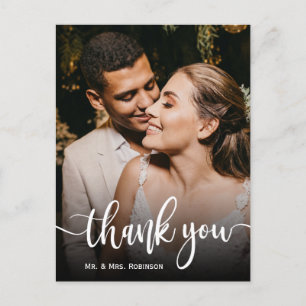 Elegant Hand Lettering Bröllop Photo Tack Vykort