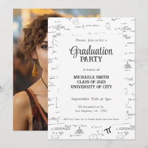 Elegant Hand-Lettering mathemtematiskt foto Studen Inbjudningar