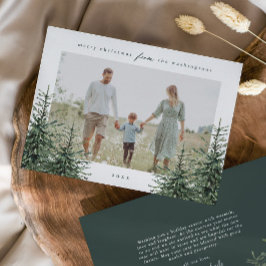 Elegant Hand-målad Gräs Träd Photo-jul Julkort