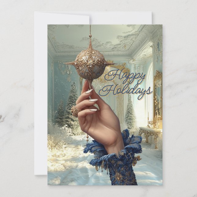 Elegant Hand & Ornament Holiday Card Julkort (Framsida)