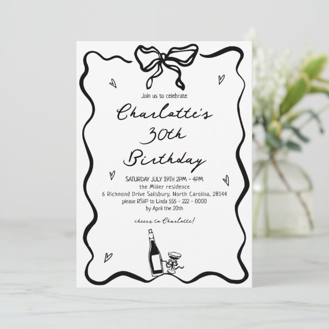 Elegant Hand plockade 30års födelsedag Inbjudningar (Stående Fram)