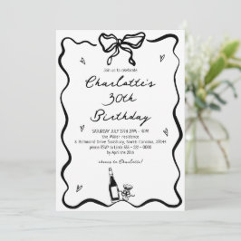 Elegant Hand plockade 30års födelsedag Inbjudningar