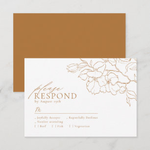 Elegant hand plockade blommigt golden fall bröllop OSA kort