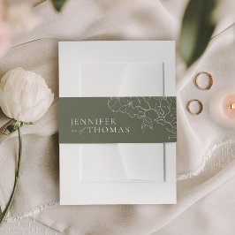 Elegant hand plockade blommigt Sage grönt bröllop Band För Inbjudningskort