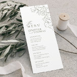Elegant hand plockade blommigt Sage grönt bröllop Meny<br><div class="desc">Elegant, delikat illustration av hand plockade-blomman och modern manusattypografi, i grönt för mörk och vit, enkel och romantisk. bröllop-menyer i Underbar blommigt för det moderna ryska bröllop, trädgårdsbröllop i land och bröllop i sommar och vinter. Fullt anpassade med färg för att matcha bröllop temat. Visa alla matchande delar i samlingen....</div>