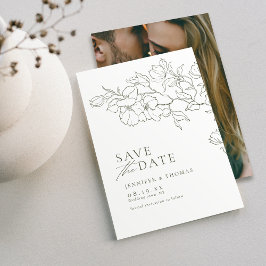 Elegant hand plockade blommigt Sage grönt bröllop Spara Datumet