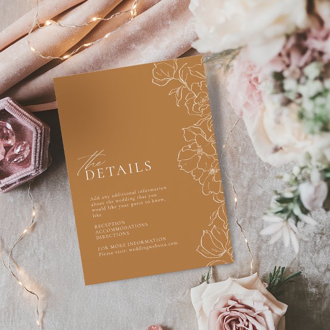 Elegant hand plockade blommigt - uppgifter om guld tilläggskort (Elegant hand drawn floral golden fall details enclosure card)