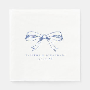 Elegant Hand plockade Blue Bow Bröllop Pappersservett