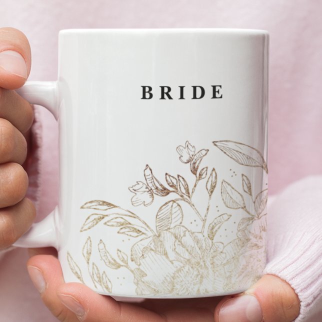 Elegant Hand plockade Botanical Brudens sida Bride Kaffemugg (Skapare uppladdad)