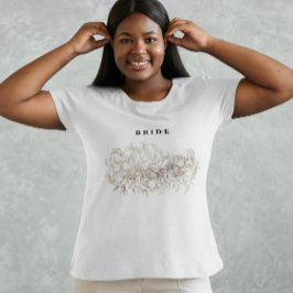 Elegant Hand plockade Botanical Brudens sida Bride T Shirt