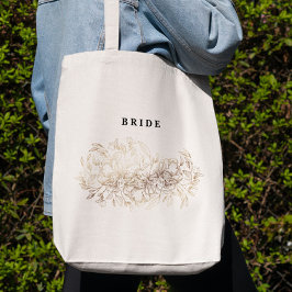 Elegant Hand plockade Botanical Brudens sida Bride Tygkasse