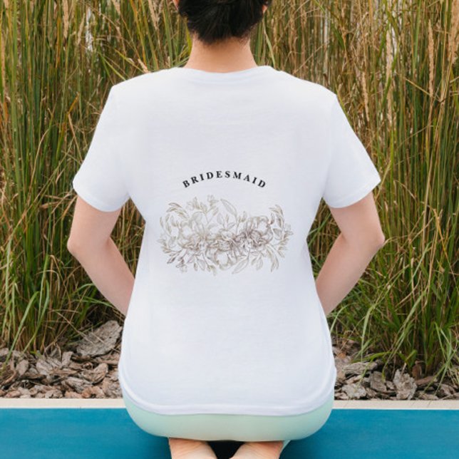 Elegant Hand plockade Botaniska Bridesmaid Party T Shirt (Skapare uppladdad)