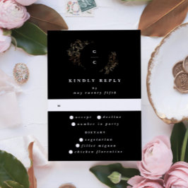 Elegant Hand plockade Botaniska Monogram Bröllop OSA Kort