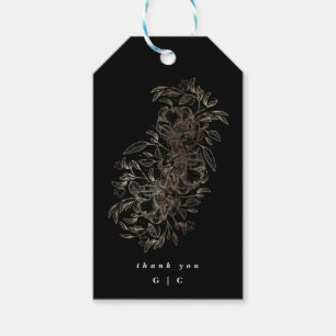 Elegant Hand plockade Botaniska Monogram Bröllop Presentetikett