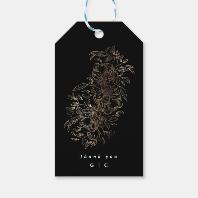 Elegant Hand plockade Botaniska Monogram Bröllop Presentetikett (Framsidan)