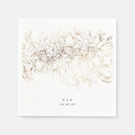 Elegant Hand plockade Botaniskt fenor Monogram Brö Pappersservett