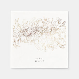 Elegant Hand plockade Botaniskt fenor Monogram Brö Pappersservett