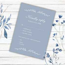Elegant Hand plockade Dusty Blue Bröllop OSA Kort