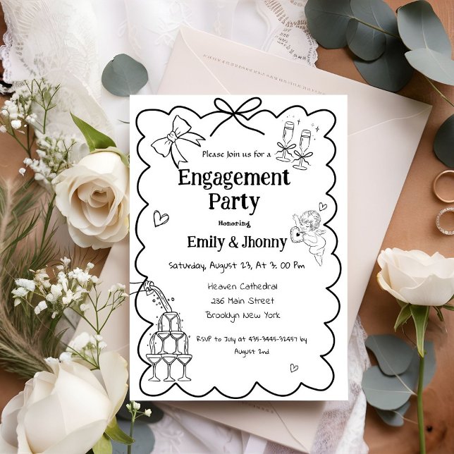 Elegant Hand plockade Engagemnt Party Inbjudningar (Skapare uppladdad)