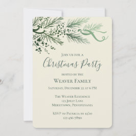 Elegant Hand plockade Gräs Sage jul Party Inbjudningar