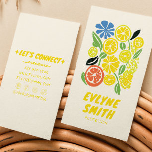 Elegant Hand plockade Gult Lemonade Retro Summer Visitkort