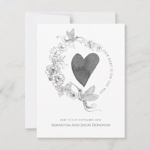 Elegant Hand plockade Hummingbird Blommigt Utandni Meddelande