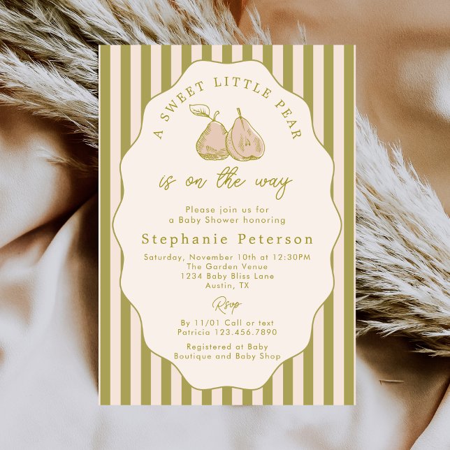 Elegant Hand plockade Little Pear Girl Baby Shower Inbjudningar (Skapare uppladdad)