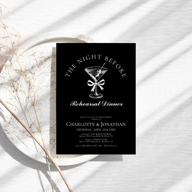 Elegant Hand plockade Martini Rehearsal Middag Inbjudningar (Skapare uppladdad)