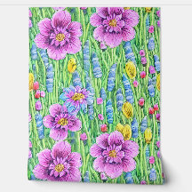 Elegant hand plockade mönster av vackra blommor