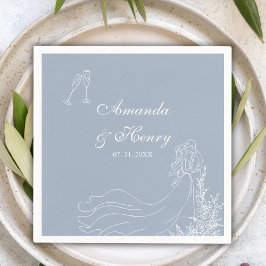 Elegant Hand plockade par Dusty Blue Bröllop Pappersservett