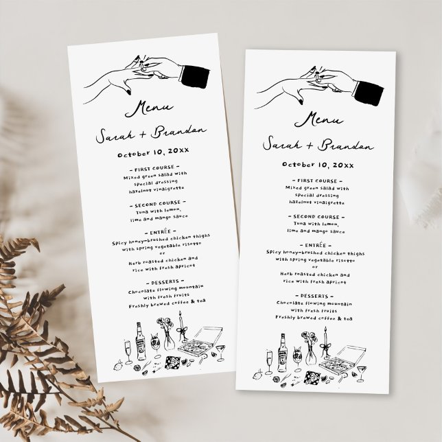 Elegant Hand plockade Retro Bröllop Meny (Skapare uppladdad)