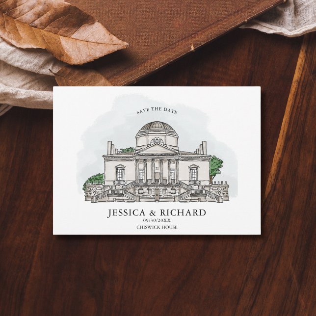 Elegant Hand plockade Venue Chateau Illustration Inbjudningar (Skapare uppladdad)