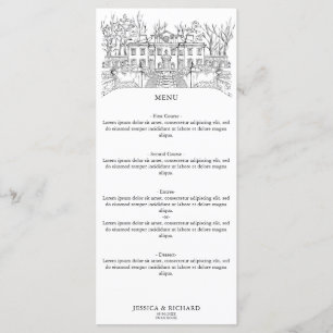 Elegant Hand plockade Venue Chateau Illustration Meny