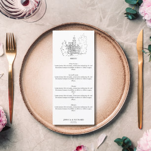 Elegant Hand plockade Venue Chateau Illustration Meny