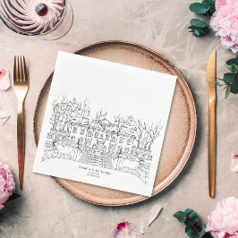 Elegant Hand plockade Venue Chateau Illustration Pappersservett