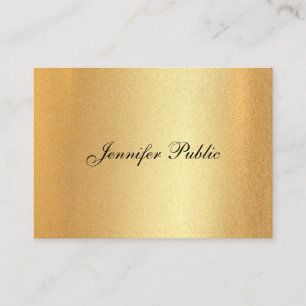 Elegant Hand Script Calligraphy Faux Guld Plain Visitkort