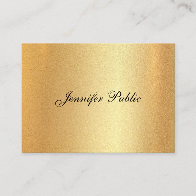 Elegant Hand Script Calligraphy Faux Guld Plain Visitkort (Framsida)