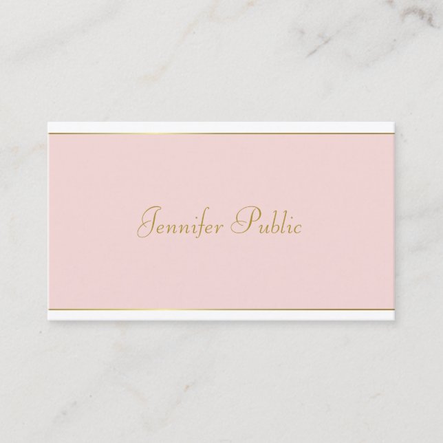 Elegant Hand Script-mall för  Rosa Guld Chic Visitkort (Framsida)