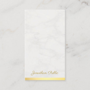 Elegant Hand Script Namn Modern Guld Och Marmor Visitkort