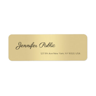 Elegant Hand Script Text Modern enkel Guld-Chic Returadress Etikett