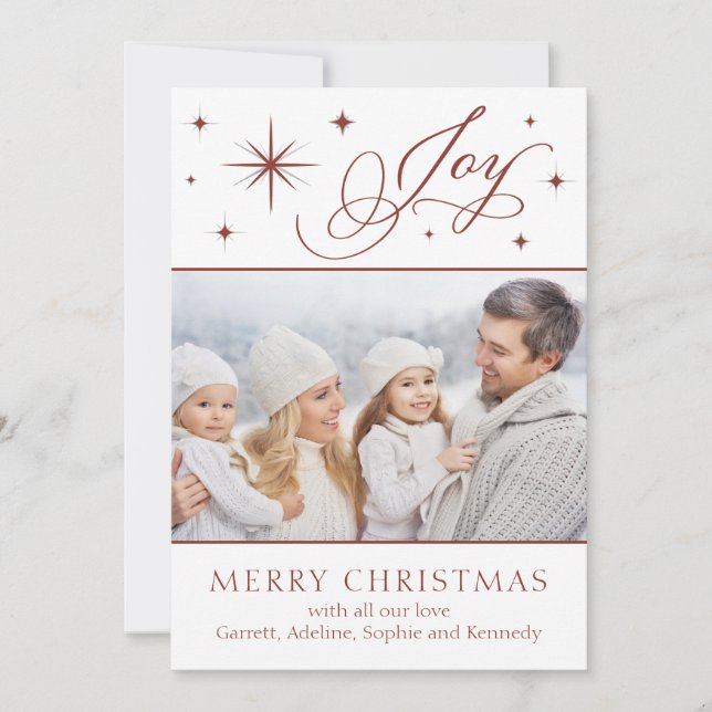 Elegant Hand-skript Joy-julkort Julkort (Framsida)