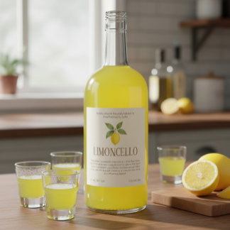 Elegant Handcrafted Limoncello Vinflaska Etikett