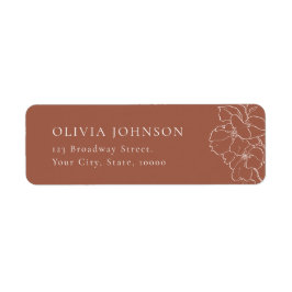 Elegant handdragen blommigt terracotta Returadress Etikett