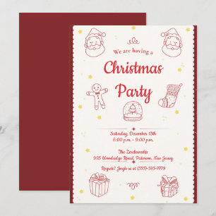 Elegant Handdragen Inslag jul Party Inbjudningar