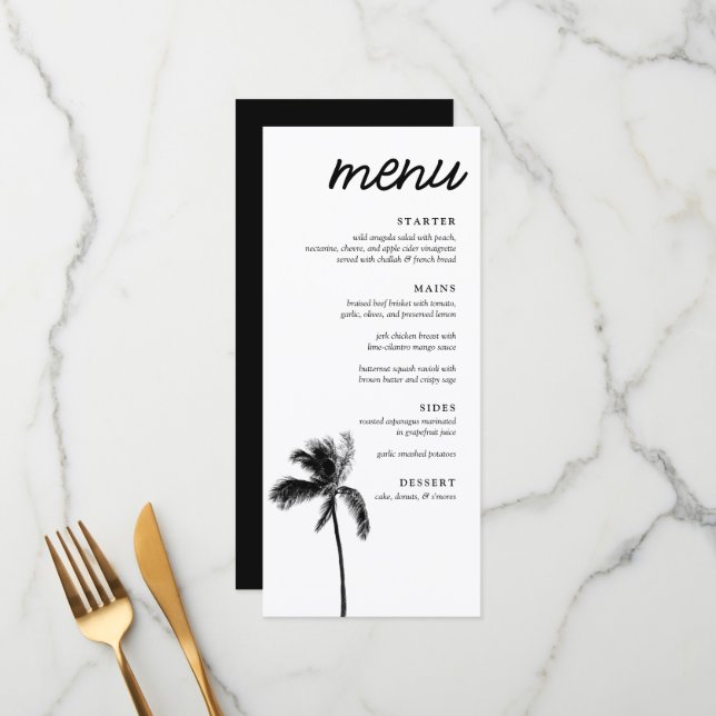 Elegant Handflatan Träd Bat mitzvah Dinner Menu Meny (Fram/Back In Situ)