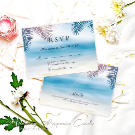 Elegant Handflatan Träd Tropical Beach Wedding OSA Kort