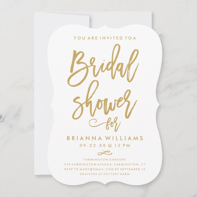 Elegant Handgjord Guld Bröllops Bröllopsfest Inbjudningar (Framsida)