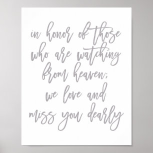 Elegant Handletterad Bröllop Saknade Kära Poster
